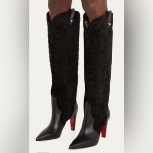 Designer inspired Black Women's Boots size 37 red soles